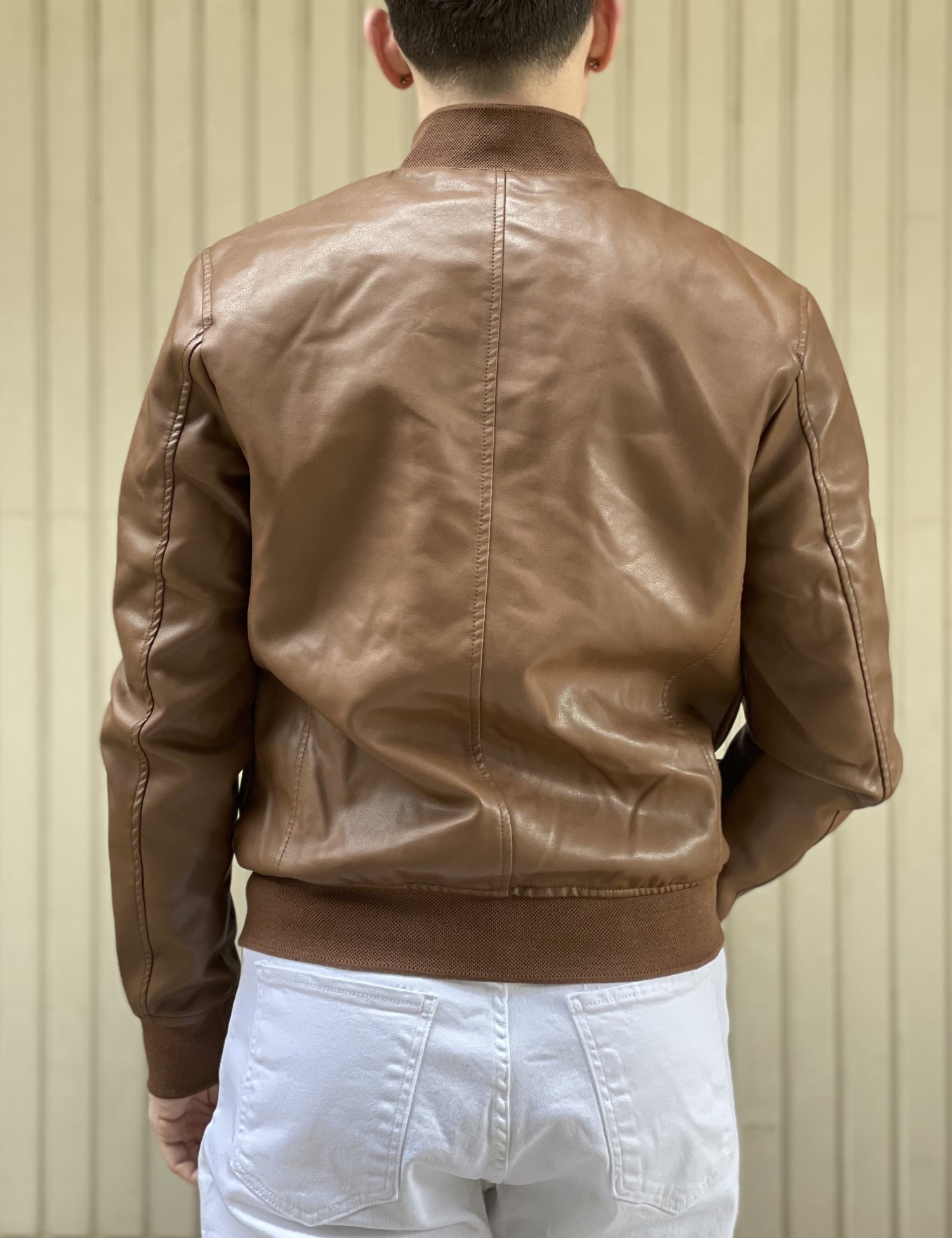 Bread and Buttons ανδρικό ταμπά Jacket Bomber από δερματίνη G12318T φωτογραφία